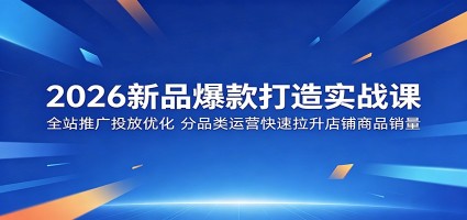 2026新品爆款打造实战课：全站推广投放优化，分品类运营快速拉升店铺商品销量
