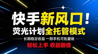 （18814期）快手新风口来了！一部手机即可操作，很多人已经开始批量放大收益