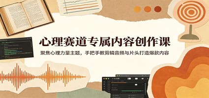心理赛道专属内容创作课：聚焦心理力量主题，手把手教剪辑音频与片头打造爆款内容