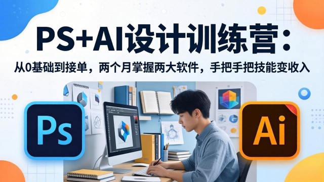 （17885期）PS+AI设计训练营：从0基础到接单，两个月掌握两大软件，手把手把技能变收入