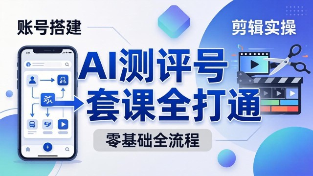 （18240期）零基础起步怎么做AI测评号？账号搭建、爆款文案、剪辑实操、涨粉变现，一套课全打通