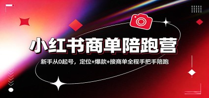 小红书商单陪跑营：新手从0起号，定位+爆款+接商单全程手把手陪跑