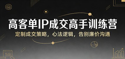 高客单IP成交高手训练营：定制成交策略，心法逻辑，告别廉价沟通