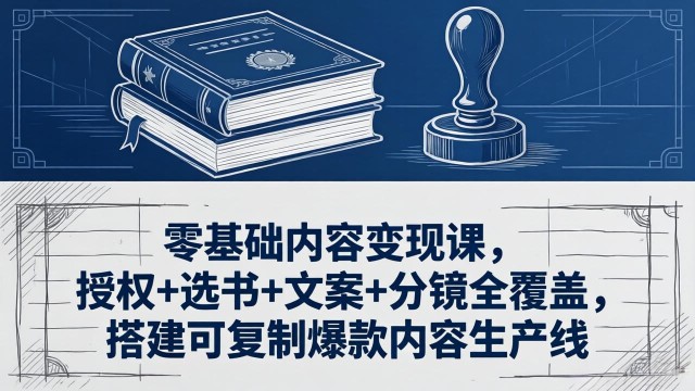 （18243期）零基础内容变现课，授权+选书+文案+分镜全覆盖，搭建可复制爆款内容生产线