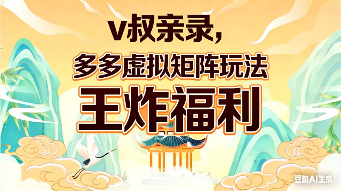 （17733期）v叔亲录，多多虚拟矩阵玩法，王炸福利限时领取