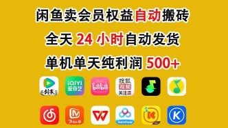 （17683期）咸鱼卖虚拟直冲会员，一部手机日入500+，全程24小时托管挂机，简单暴力，无脑上手