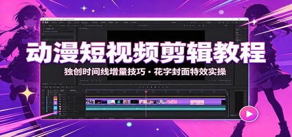 动漫短视频剪辑教程：独创时间线增量技巧，花字封面特效实操