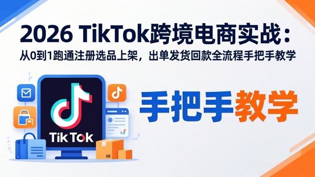 （18027期）2026TikTok跨境电商实战-更新：从0到1跑通注册选品上架，出单发货回款全流程手把手教学