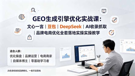 （19456期）GEO生成引擎优化实战课：文心一言｜豆包｜DeepSeek｜AI收录抓取｜品牌电商优化全套落地实操教学
