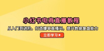 （14873期）小红书电商直播教程，从入门到进阶，打造爆单直播间，提升数据复盘能力