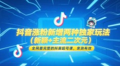 抖音涨粉新增两种独家玩法（新颖+主流二次元），全网最完整的抖音起号课，亲测有效