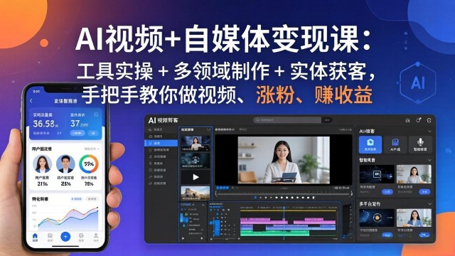 （17891期）AI视频+自媒体变现课：工具实操 + 多领域制作 + 实体获客，手把手教你做视频、涨粉、赚收益