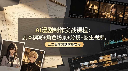 （19020期）AI漫剧制作实战课程：剧本撰写+角色场景+分镜+图生视频，从工具学习到落地实操