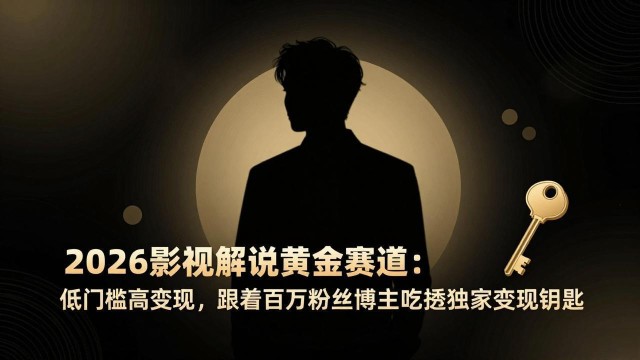 （17721期）2026影视解说黄金赛道：低门槛高变现，跟着百万粉丝博主吃透独家变现钥匙