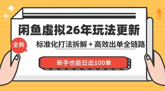 （18296期）闲鱼虚拟从0到1系统化运营课程：标准化打法拆解 + 高效出单全链路教学，新手也能日出100单